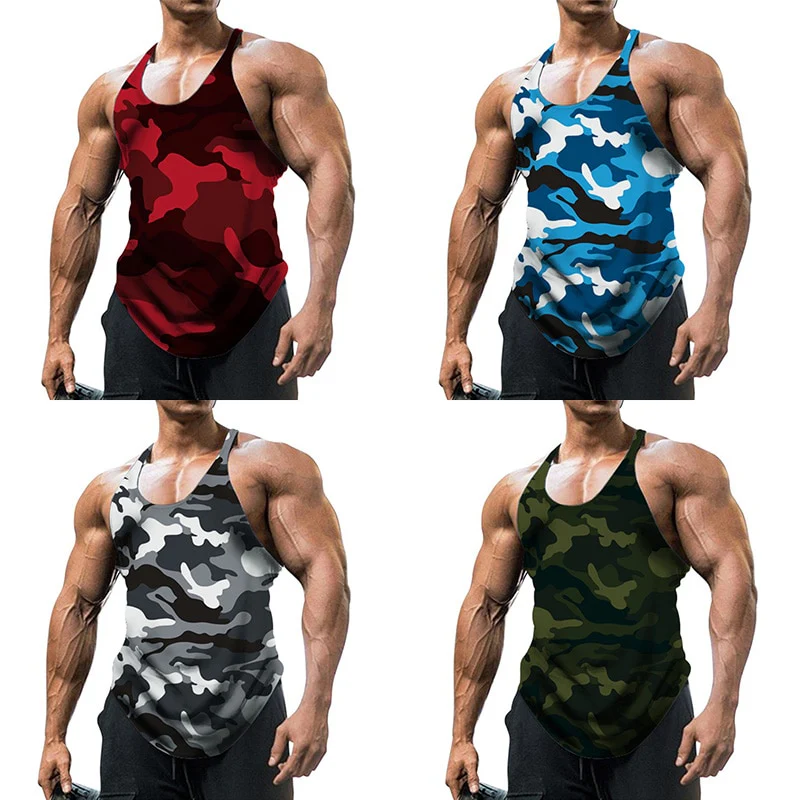 Camouflage Summer Fitness Tank Top Men Bodybuilding New Gyms Clothing Fitness Men Shirt Slim Fit Vests Mesh Singlets Muscle Tops - Image 8