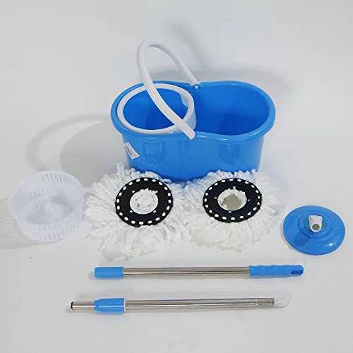 Candora 360° Spin Mop with Bucket & Dual Mop Heads Slim Microfiber Rotary Mop (Blue) - Image 5