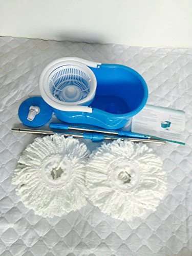 Candora 360° Spin Mop with Bucket & Dual Mop Heads Slim Microfiber Rotary Mop (Blue) - Image 6