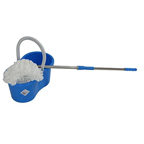 Candora 360° Spin Mop with Bucket & Dual Mop Heads Slim Microfiber Rotary Mop (Blue) - Image 8