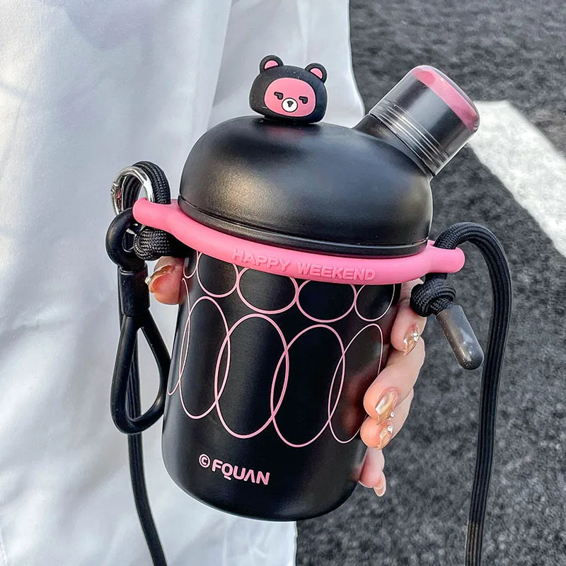Cartoon Cute Stainless Steel Insulation Water Bottle Outdoor Double Drink Thermos Cup Portable Children Vacuum Straw Thermal Cup - Image 10