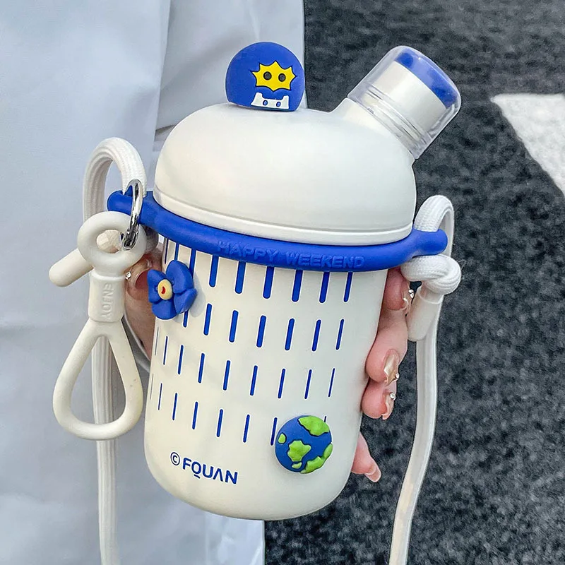 Cartoon Cute Stainless Steel Insulation Water Bottle Outdoor Double Drink Thermos Cup Portable Children Vacuum Straw Thermal Cup - Image 11