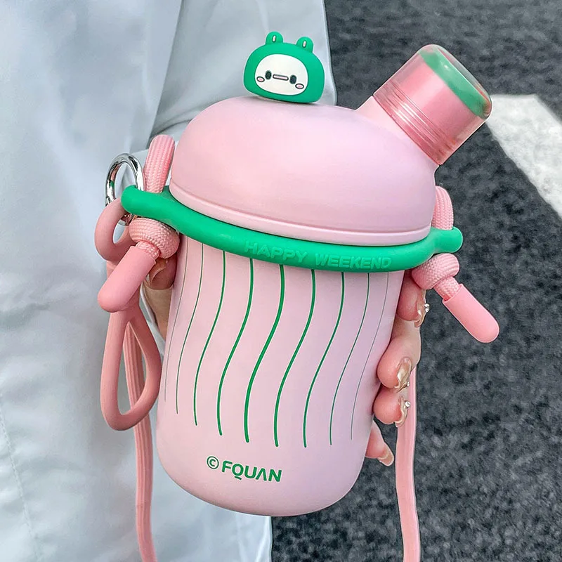 Cartoon Cute Stainless Steel Insulation Water Bottle Outdoor Double Drink Thermos Cup Portable Children Vacuum Straw Thermal Cup - Image 12