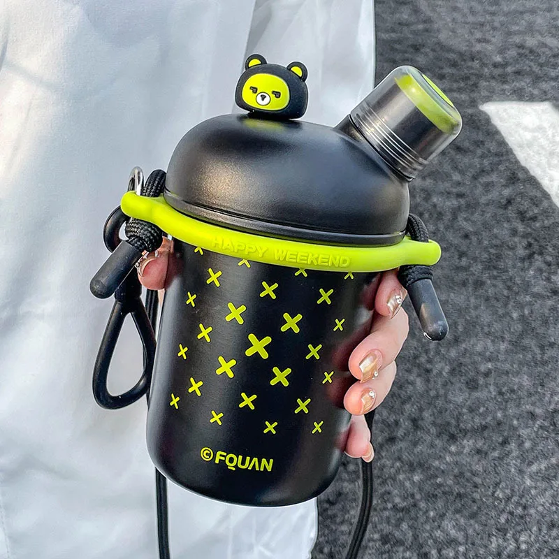 Cartoon Cute Stainless Steel Insulation Water Bottle Outdoor Double Drink Thermos Cup Portable Children Vacuum Straw Thermal Cup - Image 13