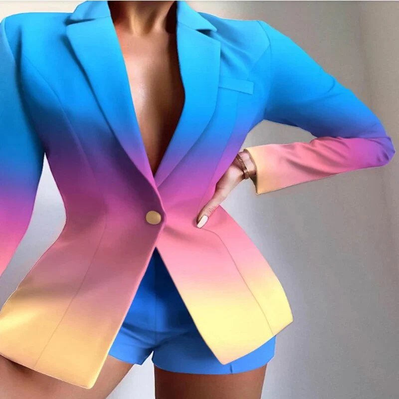 Casual Fashion Leopard Print Tie-Dye Hit Color Long-Sleeved Small Suit Luxury Women Tops Office Ladies Jacket Spring and Autumn - Image 6
