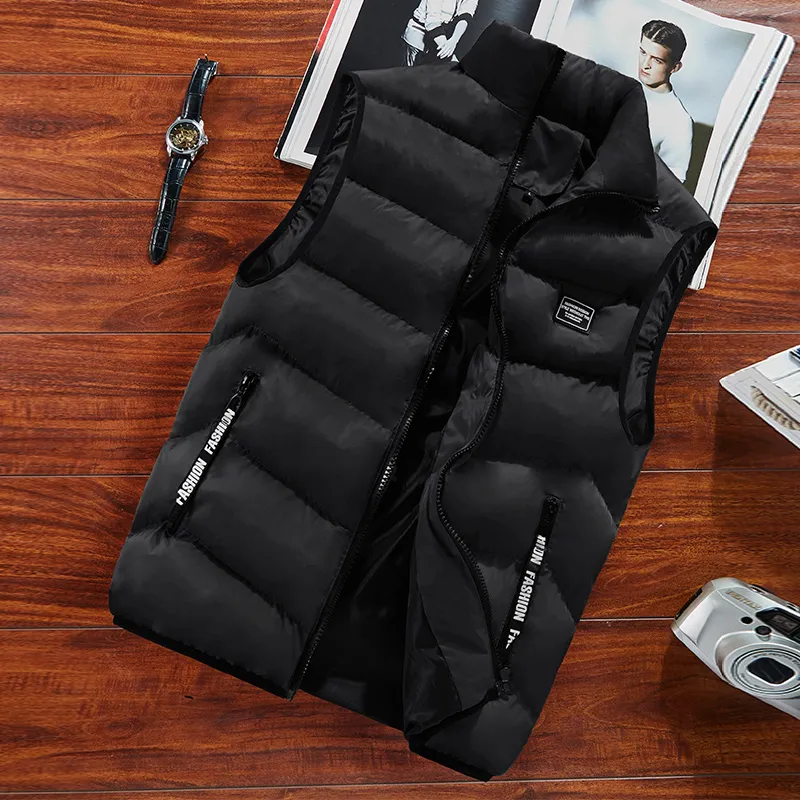 Casual Fashion Sleeveless Vest Men Jacket 2023 New Autumn Warm Cotton Thick Coat Male Winter Plus Size Clothing Men Waistcoat - Image 3