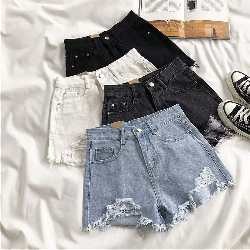 Casual High Waist Denim Shorts Women Summer  Pocket Tassel Hole Ripped jeans Short Female Femme Short Pants Women - Image 2