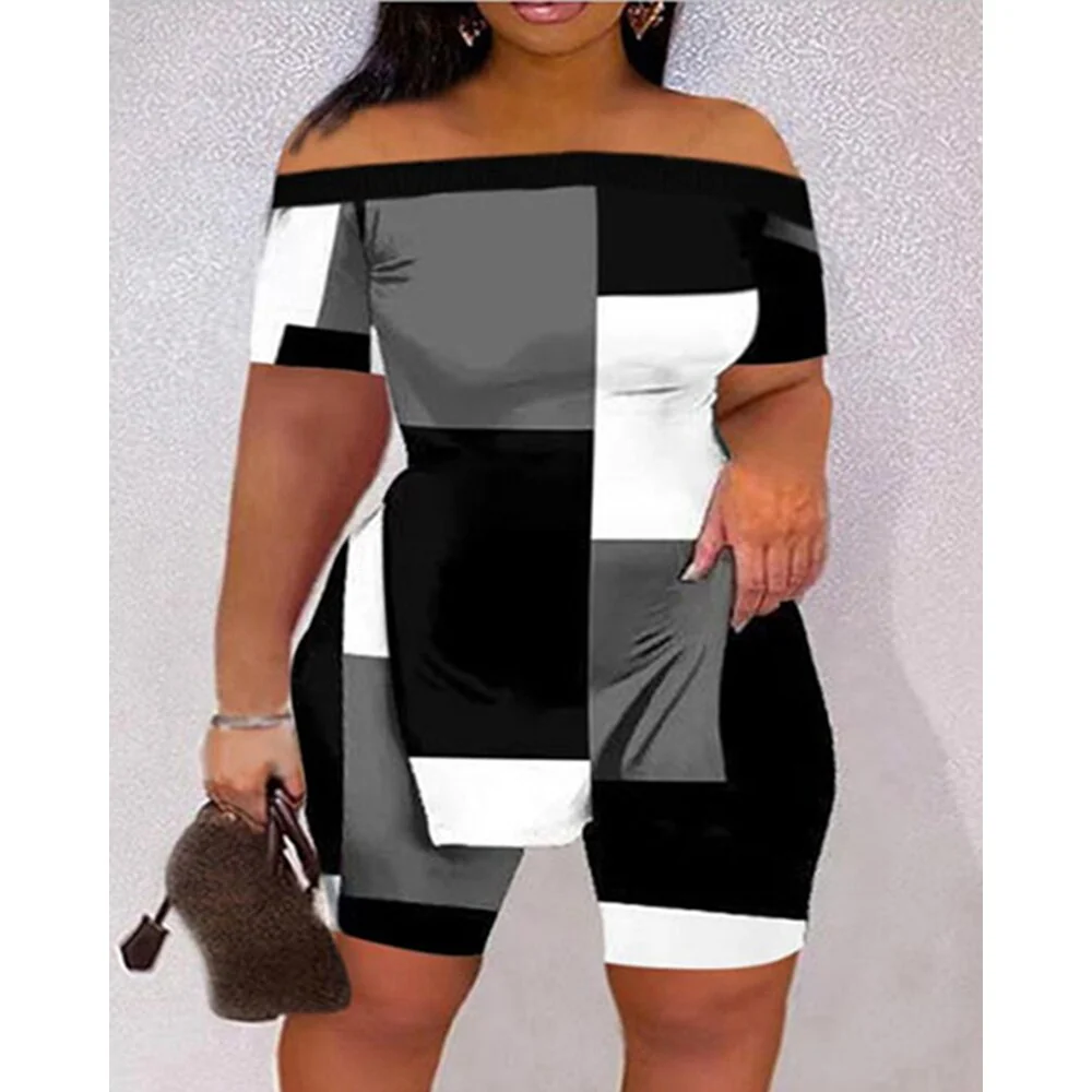 Casual Summer Women Tie Dye Print Off Shoulder Hem Split Top & Shorts Sets Short Sleeve 2 piece Suit Sets Outfits Streetwear - Image 5