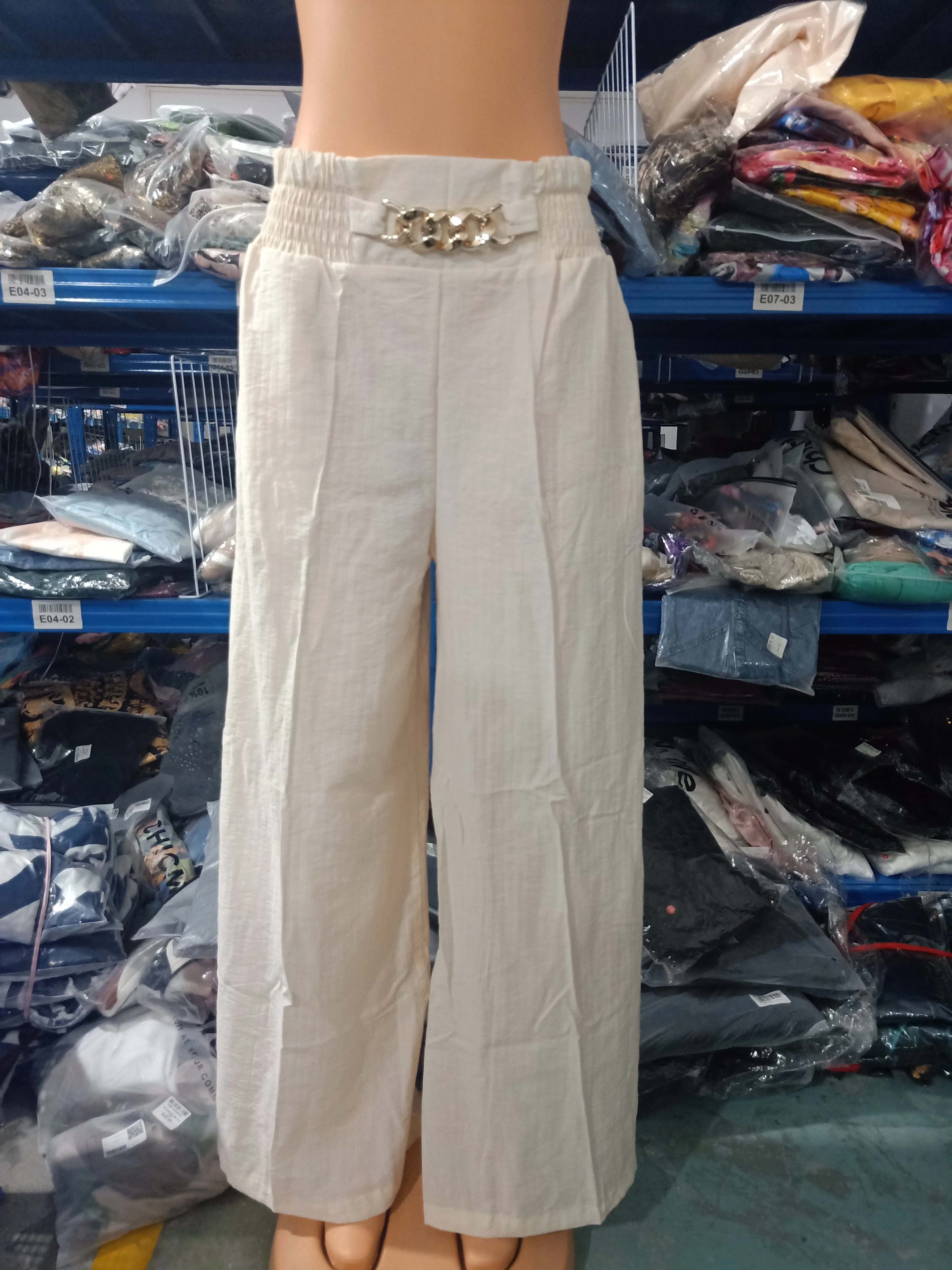 Casual Women High Waist Pants Chain Decor Europe & America Fashion Plain Pocket Design Daily Vacation Women's Wide Leg Trousers - Image 10