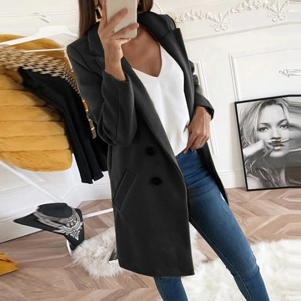 Casual Wool Blend Jackets Women Wool Jacket Female Plus Size Long Sleeve Winter Women Long Wool Coat Manteau Femme Hivers - Image 4