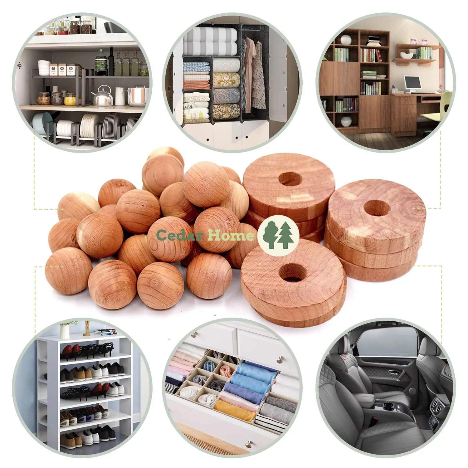 Cedar Hyde Cedar Blocks for Clothes Storage | Cedar Balls & Cedar Rings | Closet Deodorizer | Clothes Protection & Mustiness Prevention | 40 Pieces, 30 Cedar Rings & Bonus 10 Cedar Balls, U.S.A Seller - Image 3