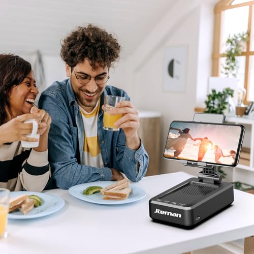 Cell Phone Stand with Wireless Bluetooth Speaker and Anti-Slip Base HD Surround Sound Perfect for Home and Outdoors with Bluetooth Speaker for Desk Compatible with iPhone/ipad/Samsung Galaxy - Image 3