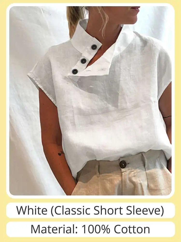 Celmia Fashion Women Blouses 2024 Summer Cotton Linen Blusas Mujer Stylish White Shirt Elegant Short Sleeve Tunics Lightweight - Image 8