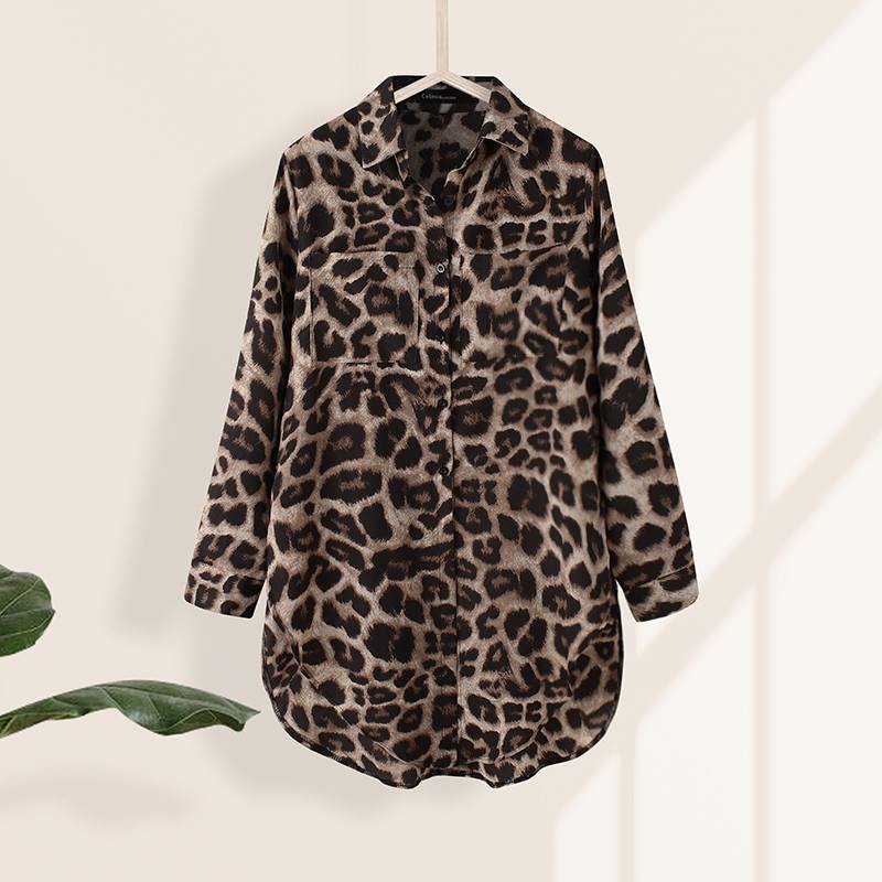 Celmia Women Blouses Fashion Leopard Printed Shirts 2023 Summer Long Sleeve Tunic Tops Casual Loose Buttons Office Lady Blusas - Image 3