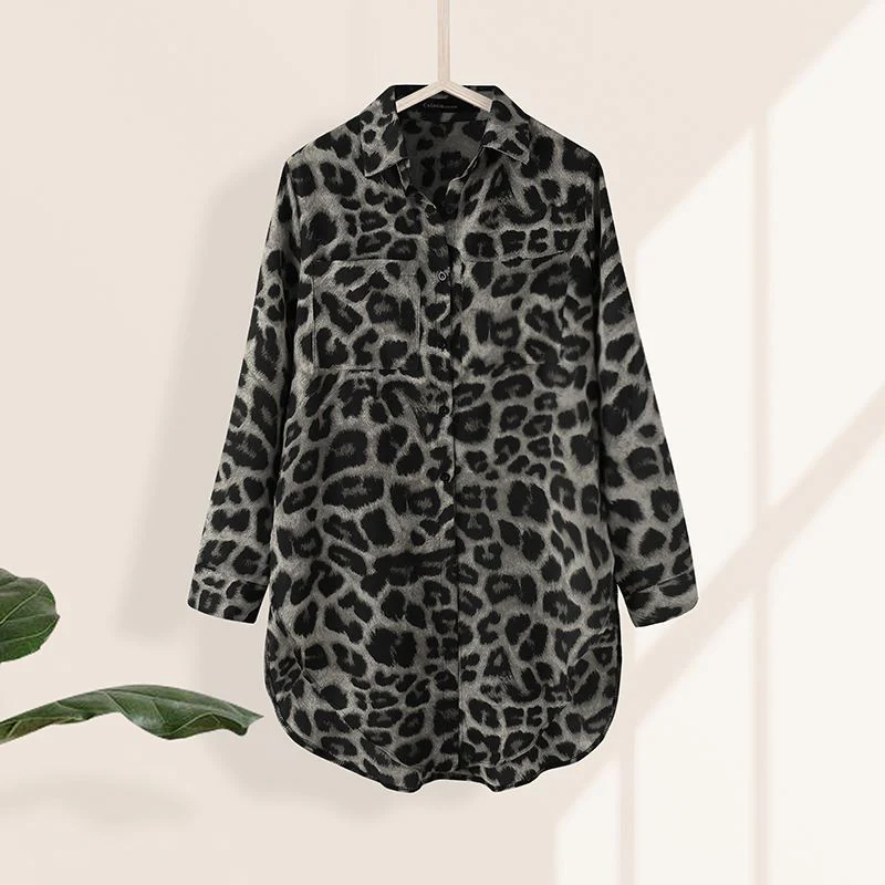 Celmia Women Blouses Fashion Leopard Printed Shirts 2023 Summer Long Sleeve Tunic Tops Casual Loose Buttons Office Lady Blusas - Image 5