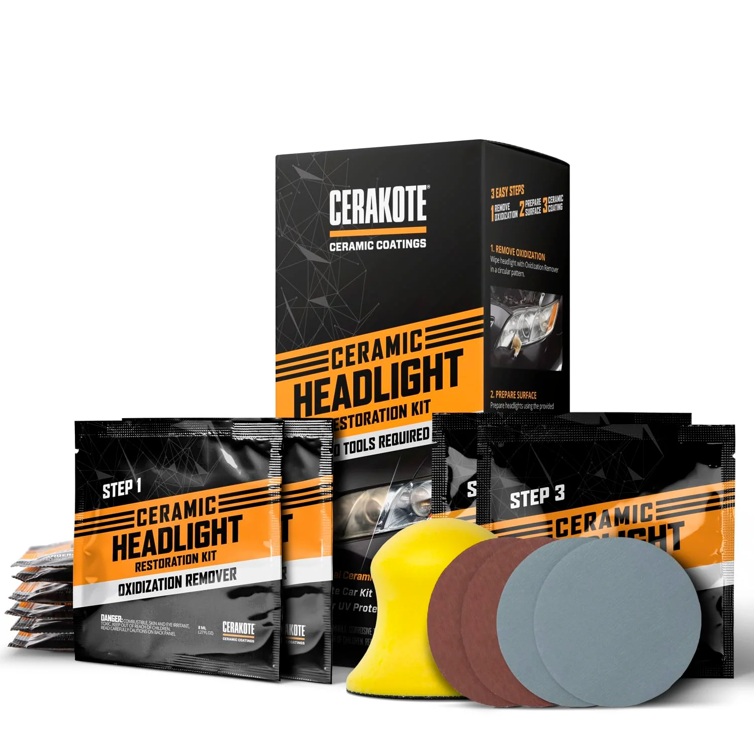 CERAKOTE® Ceramic Headlight Restoration Kit – Guaranteed To Last As Long As You Own Your Vehicle – Brings Headlights back to Like New Condition - 3 Easy Steps - No Power Tools Required - Image 6