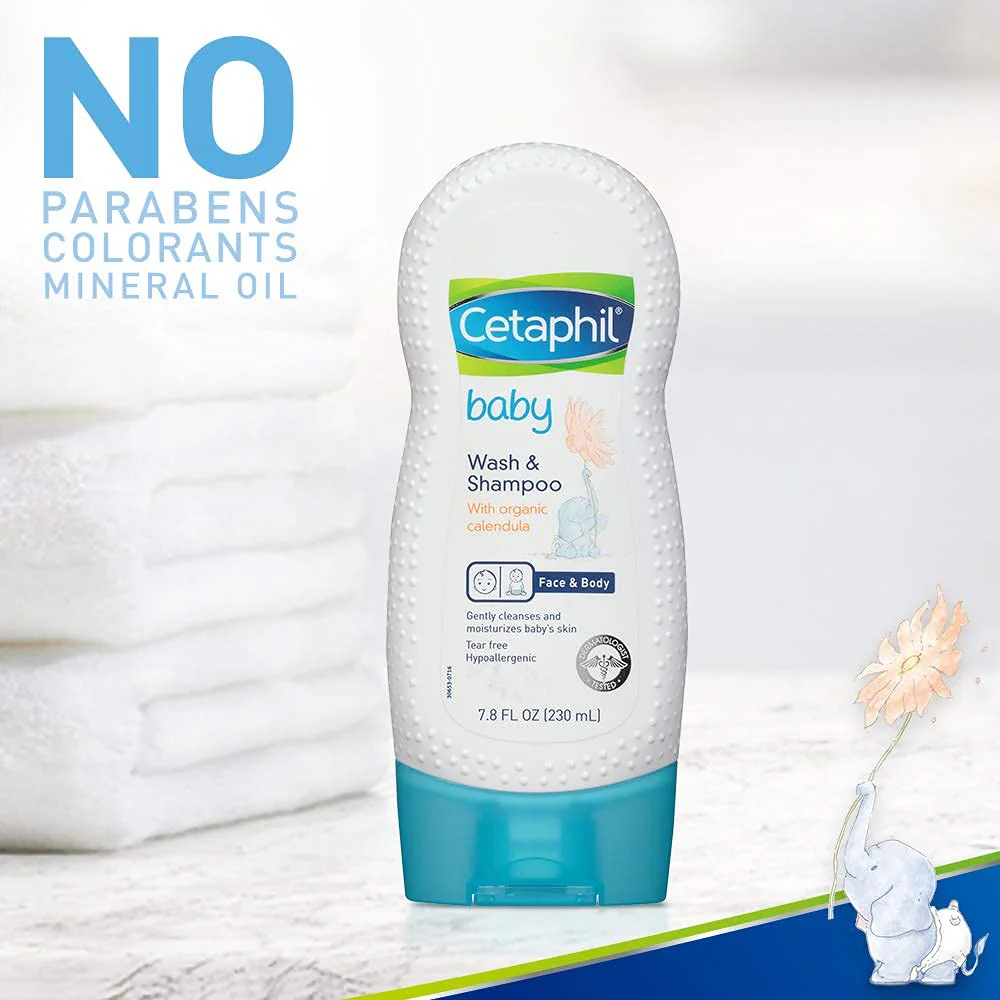 Cetaphil Baby Shampoo and Body Wash with Organic Calendula, Tear Free, Hypoallergenic, Ideal for Everyday Use, Dermatologist Tested, 7.8oz - Image 2