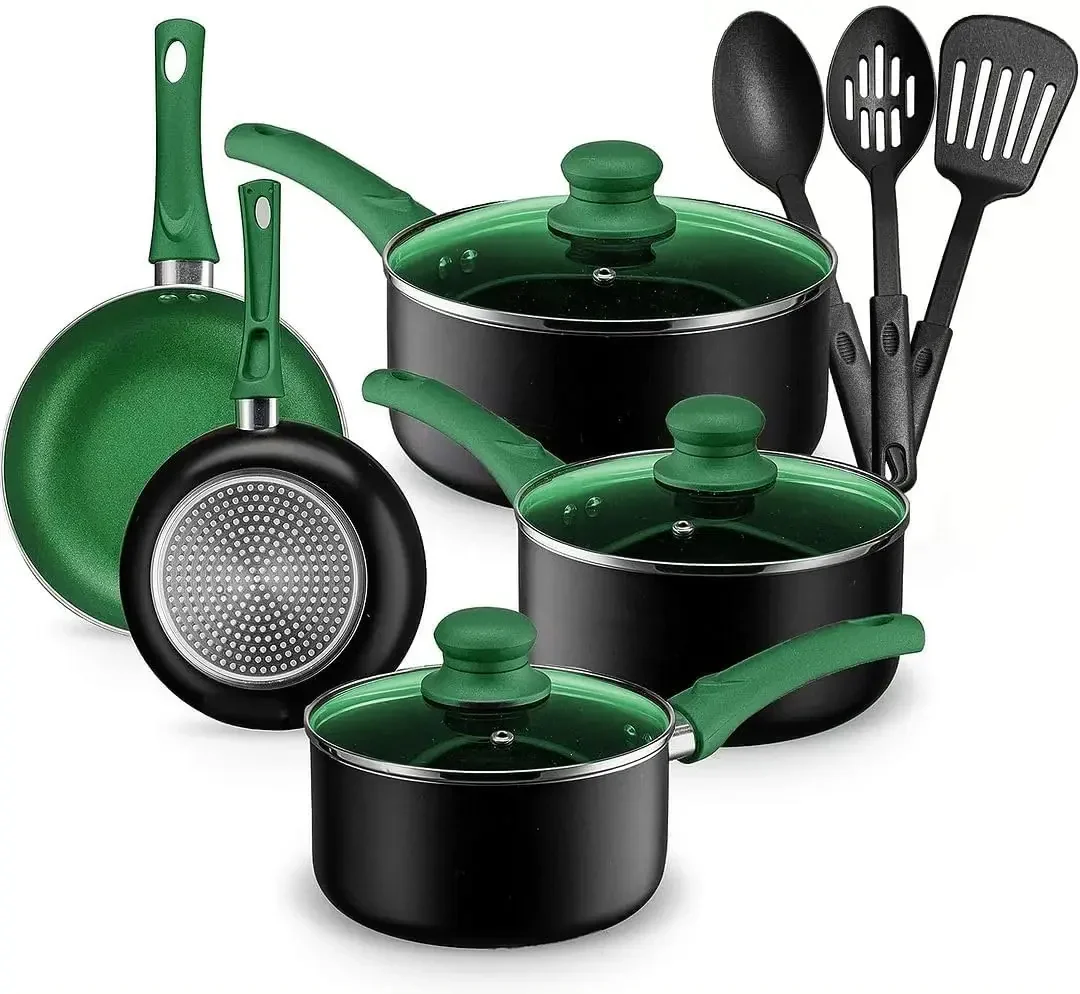 Chef's Star Pots And Pans Set Kitchen Cookware Sets Nonstick Aluminum Cooking Essentials 11 Pieces Purple - Image 6