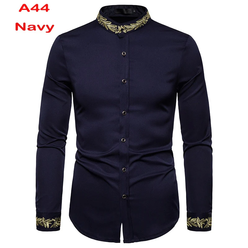 Chemise à col Mandarin pour homme, tenue décontractée à manches longues et boutons avec poche, de marque, 2XL, 2022 - Image 12