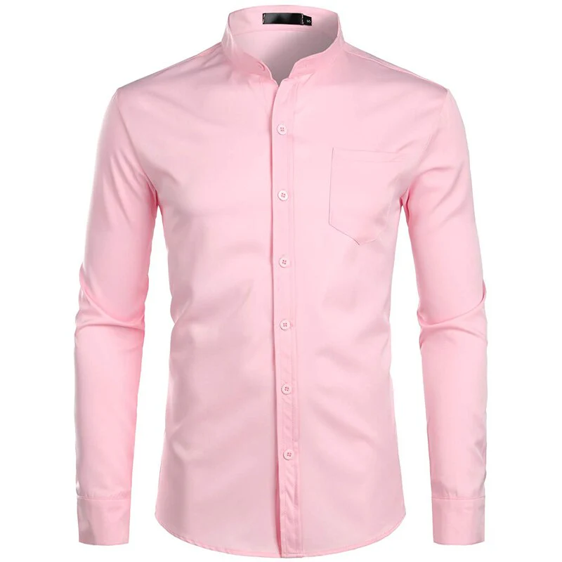 Chemise à col Mandarin pour homme, tenue décontractée à manches longues et boutons avec poche, de marque, 2XL, 2022 - Image 22