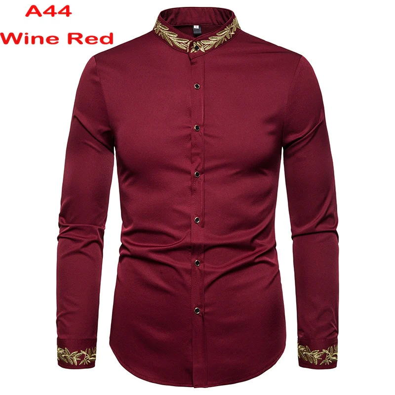 Chemise à col Mandarin pour homme, tenue décontractée à manches longues et boutons avec poche, de marque, 2XL, 2022 - Image 3