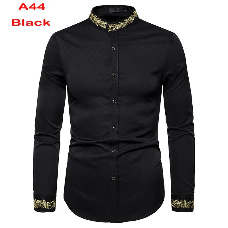Chemise à col Mandarin pour homme, tenue décontractée à manches longues et boutons avec poche, de marque, 2XL, 2022 - Image 4
