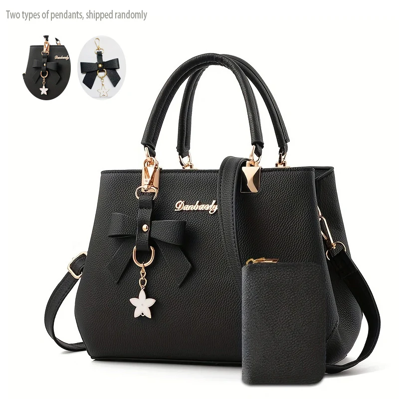 Chic Bow Decor Handbag for Women - Versatile Top Handle Satchel with Coin Purse, Adjustable Strap, And Zip Closure - Available in Khaki, Dark Pink, Light, - Synthetic Material with Acrylic Lining, Cute Handbag - Image 14