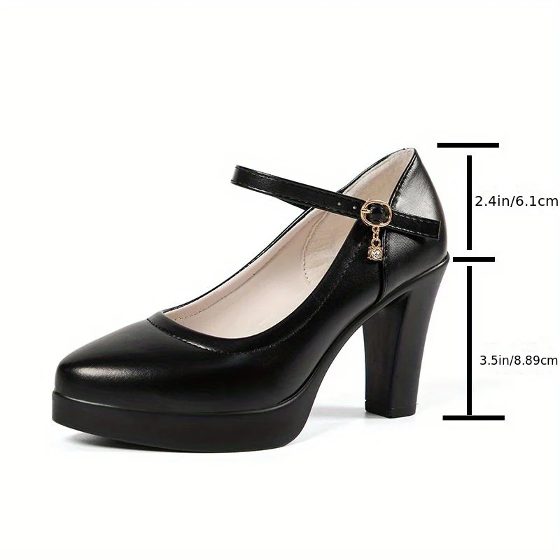 Chic & Elegant Ultrahigh Mary-Jane Pumps: Non-Slip, Round Toe, Solid Color - Your All-season Fashion Staple - Image 6