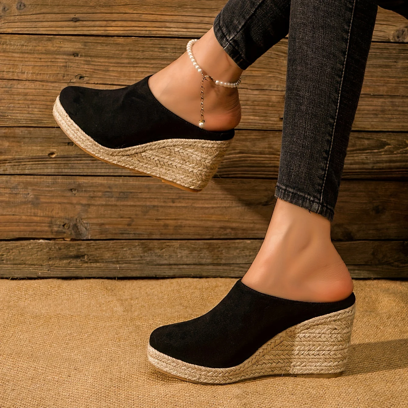 Chic Espadrille Wedge Sandals for Women - Comfortable Closed Toe Design, Easy Slip-On Access, Ideal for Casual Summer Wear & Stylish Outfits - Image 3