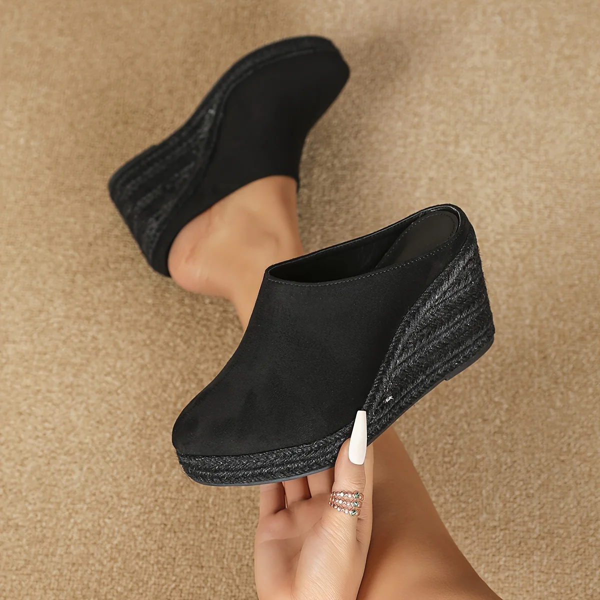 Chic Espadrille Wedge Sandals for Women - Comfortable Closed Toe Design, Easy Slip-On Access, Ideal for Casual Summer Wear & Stylish Outfits - Image 9