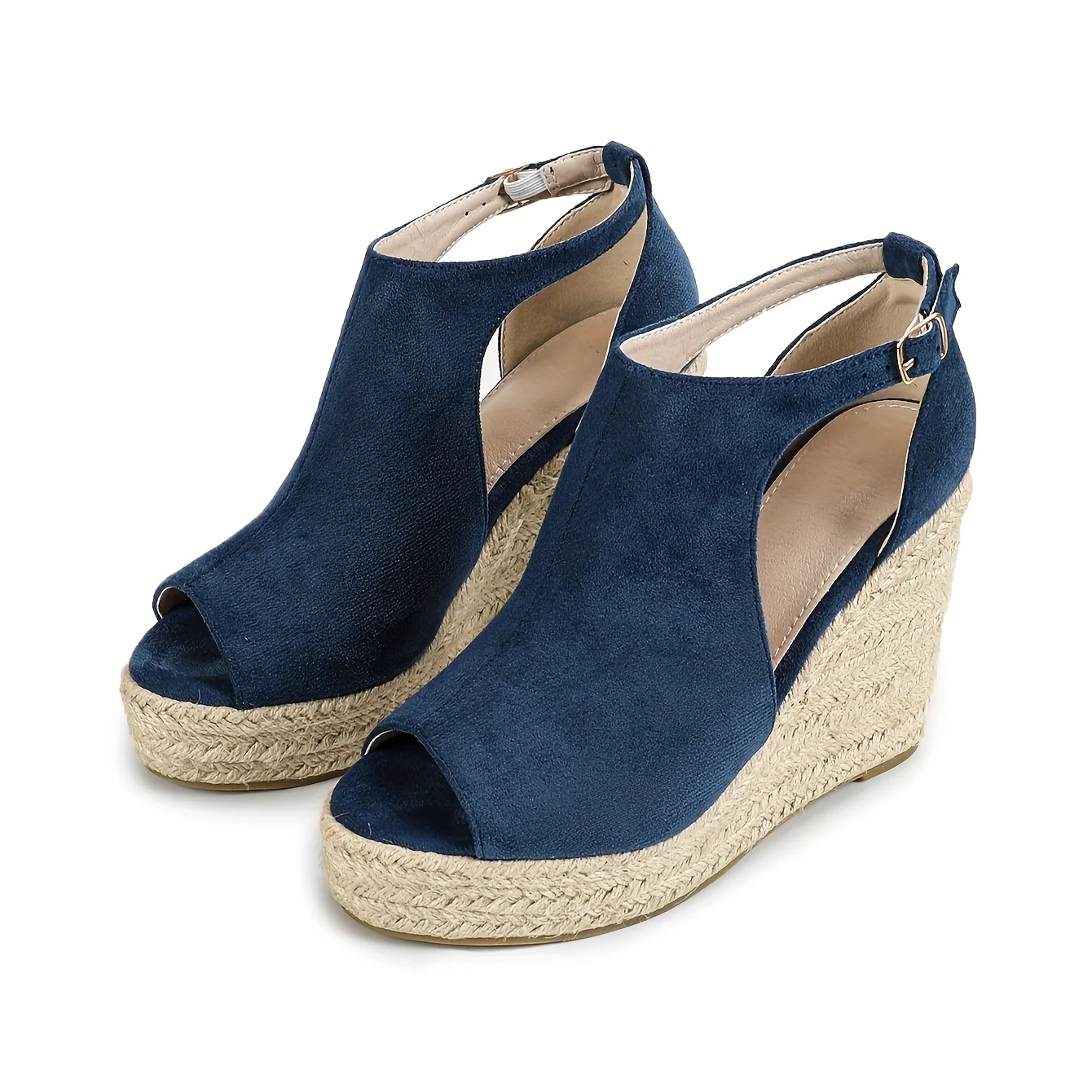 Chic Espadrille Wedge Sandals - Stylish Peep Toe with Cut-out Detail, Adjustable Buckle Strap, Stiletto Heels, and Comfortable Platform - Perfect Trendy Footwear for Your Summer Holiday - Image 14