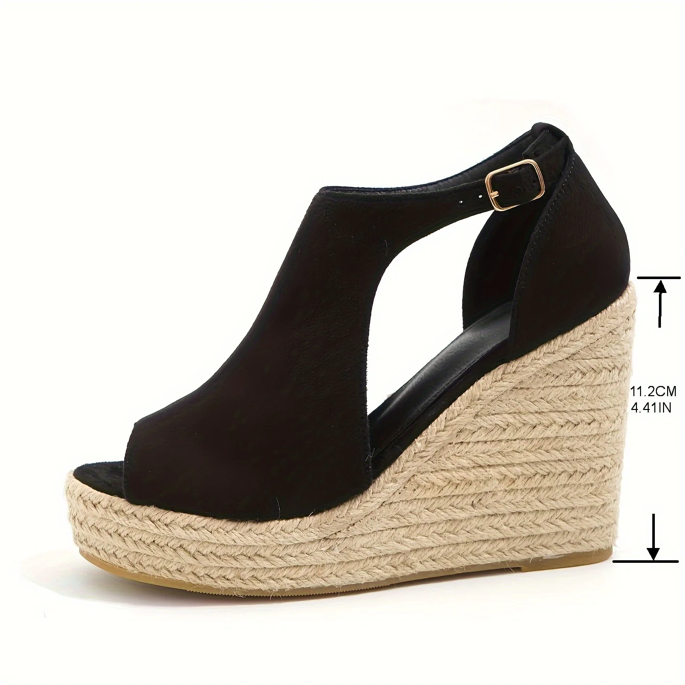 Chic Espadrille Wedge Sandals - Stylish Peep Toe with Cut-out Detail, Adjustable Buckle Strap, Stiletto Heels, and Comfortable Platform - Perfect Trendy Footwear for Your Summer Holiday - Image 4