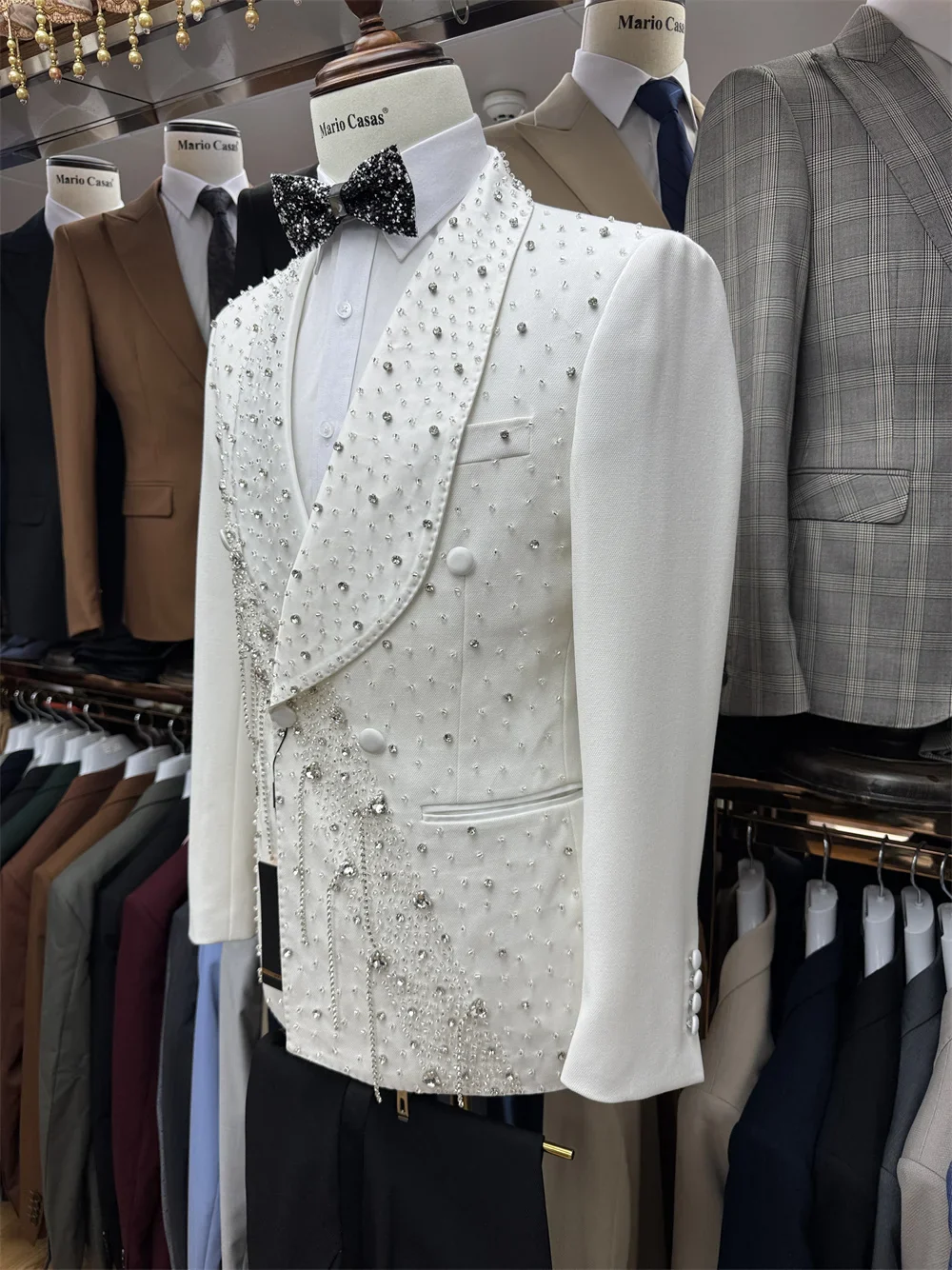 Chic Handsome Dancing Men's 2-pieces Date Suit Set Hot Sale Shawl Lapel Gorgeous Tassel Jacket Pants Wedding Party Groom Wear - Image 5