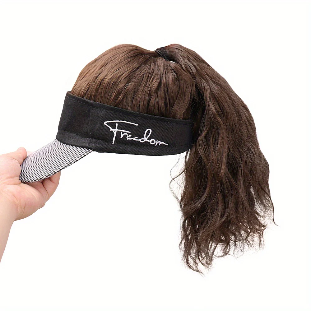 Chic Houndstooth Ponytail Baseball Cap Wig for Women - Body Wave, High-Quality Synthetic Fiber, Adjustable Rose Net Hat, Duckbill Cap, Hairpiece - Image 10