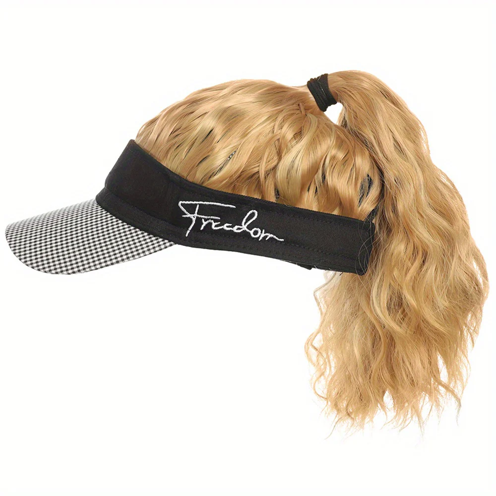 Chic Houndstooth Ponytail Baseball Cap Wig for Women - Body Wave, High-Quality Synthetic Fiber, Adjustable Rose Net Hat, Duckbill Cap, Hairpiece - Image 7