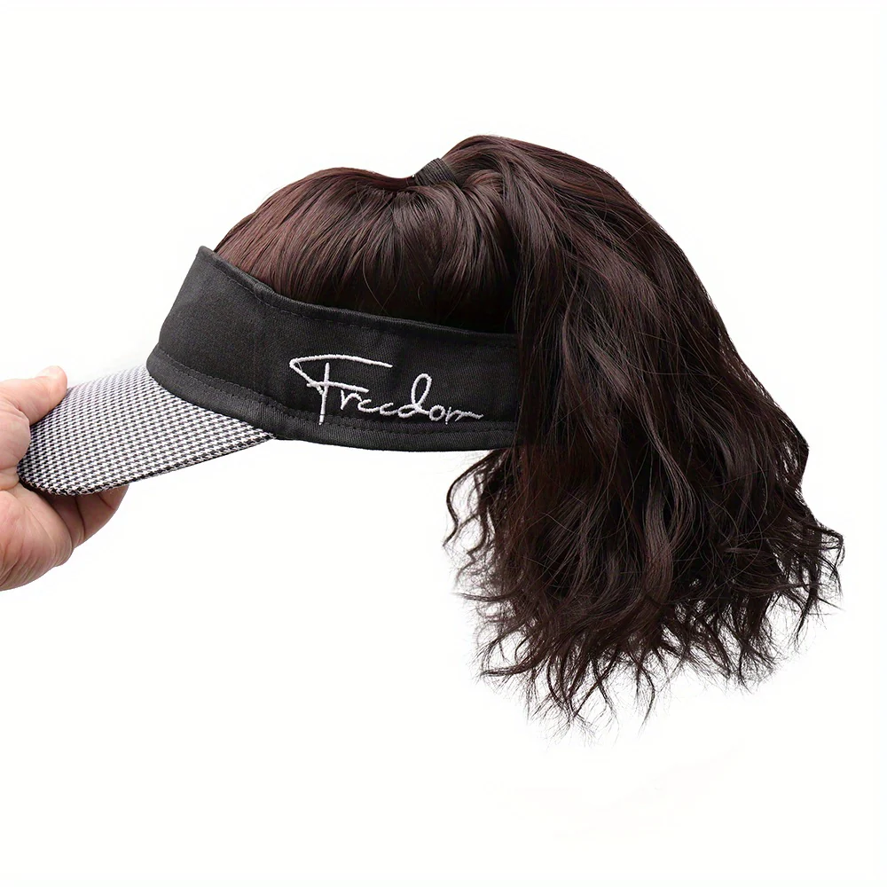 Chic Houndstooth Ponytail Baseball Cap Wig for Women - Body Wave, High-Quality Synthetic Fiber, Adjustable Rose Net Hat, Duckbill Cap, Hairpiece - Image 9