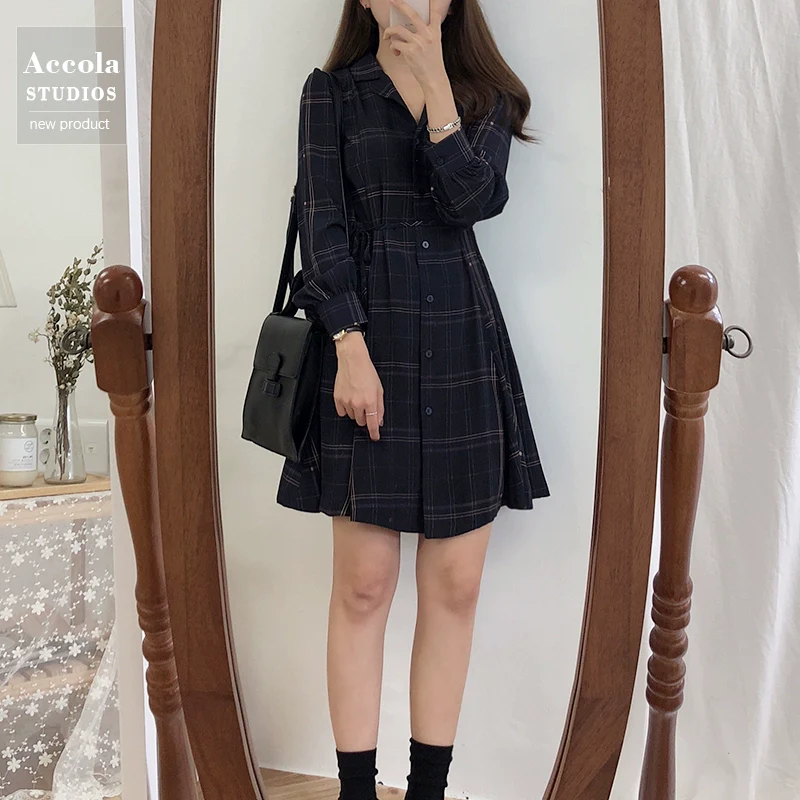 Chic Korean Retro Plaid Dress Girl Blouse - Image 4