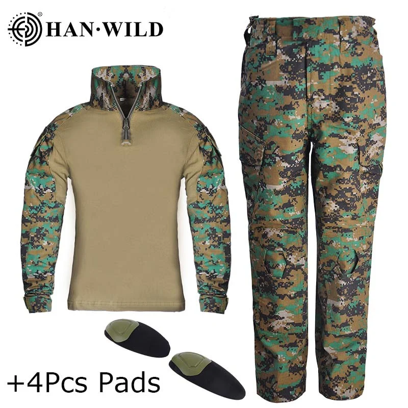 Children's Camo Training Clothes Suit Kids Outdoor Field Camping Hunting Clothes Military Combat Uniform Tactical Shirt Pants - Image 2