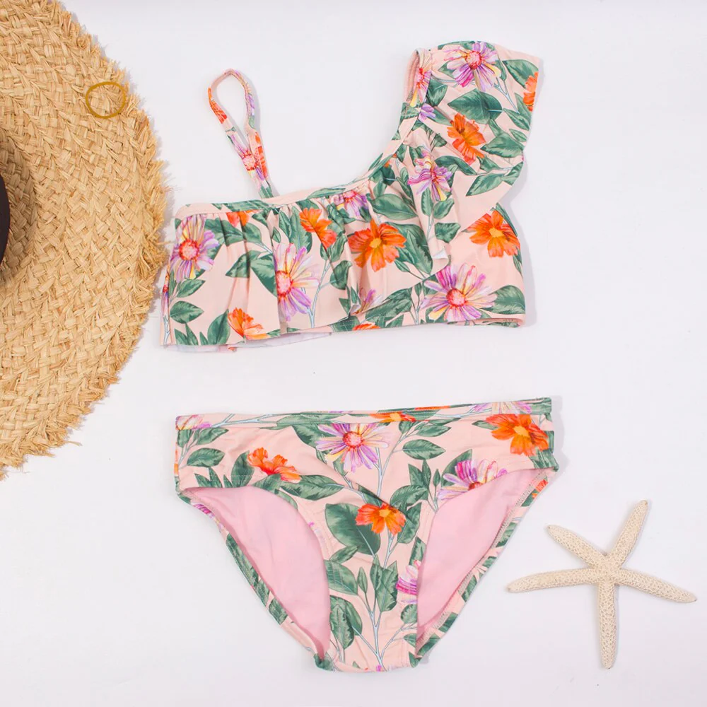 Children Girls Bikini Set 2023 Falbala Two-Pieces Swimming Suit Summer Halter Kids Girl Swimwear Swimsuit Bandage Bathing Suit - Image 8