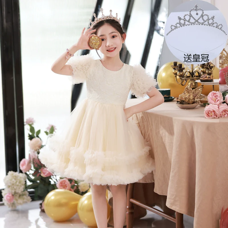Children's Classy Black Dress Piano Performance Costume Girls Little Host Catwalk Show Girls Princess Dress - Image 9