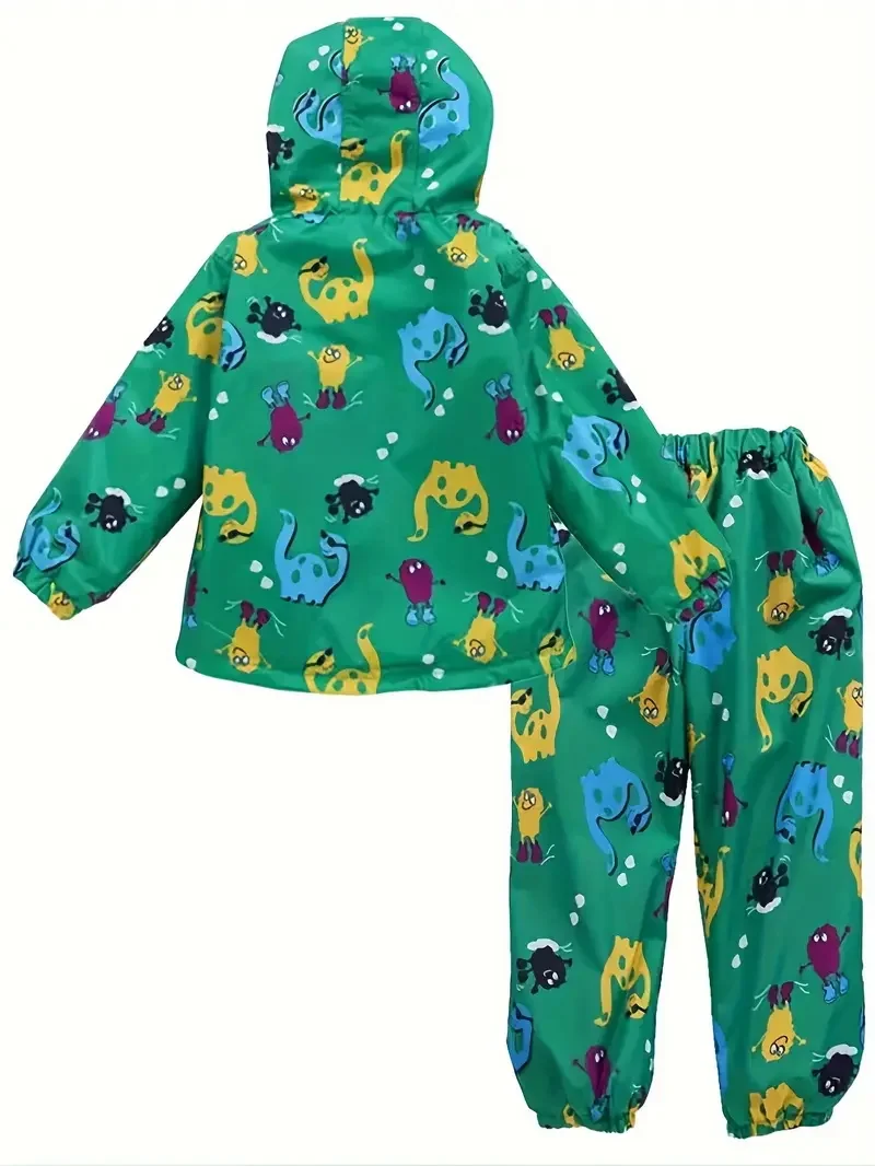 Children's Clothing Sets Cartoon Raincoat Suit Girls Boys Sets Waterproof Top and Pants 2pcs For Kids Hooded Jacket And Trousers - Image 3