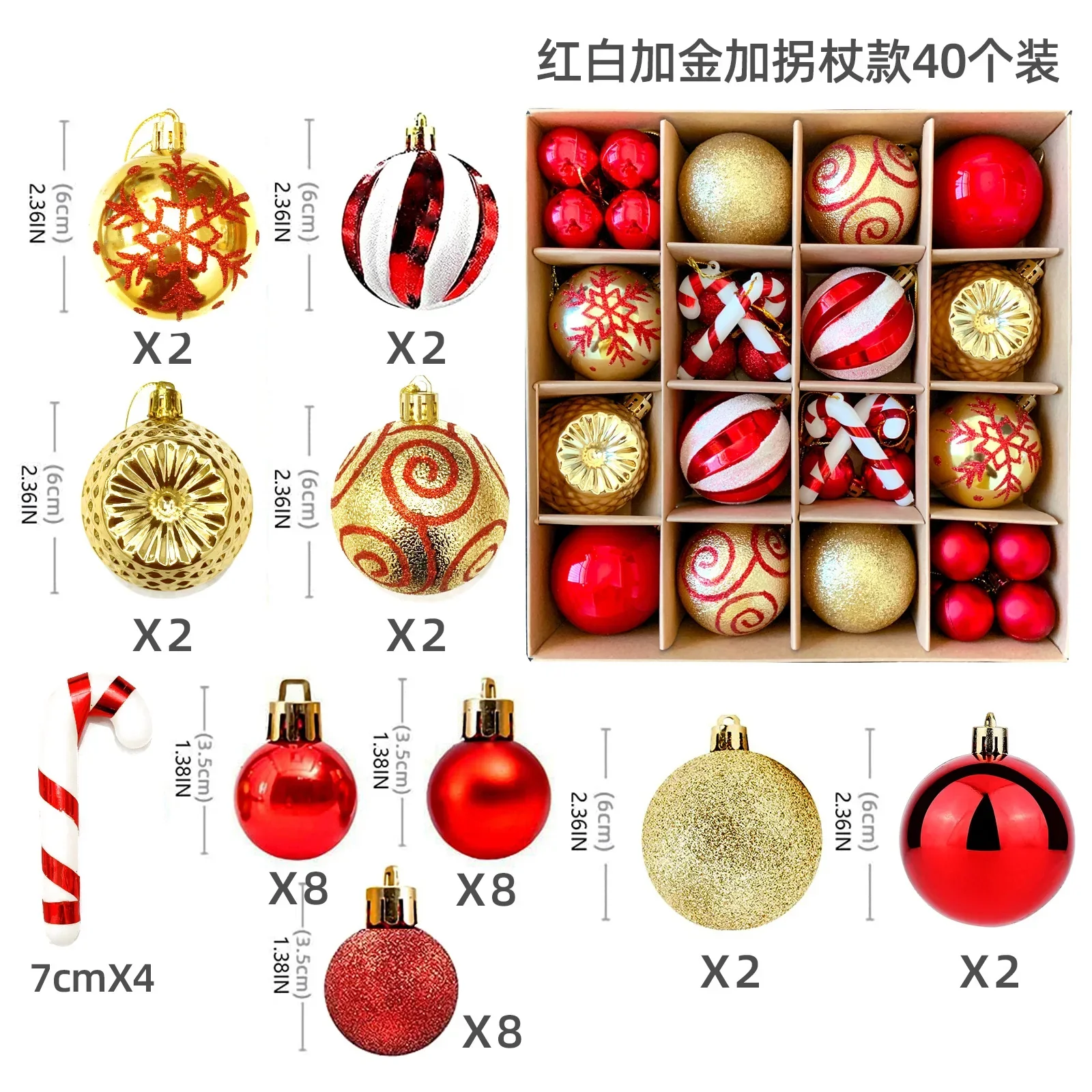 Christmas decoration 6cm electroplated plastic ball special-shaped painted Christmas ball gift Christmas tree pendant - Image 14