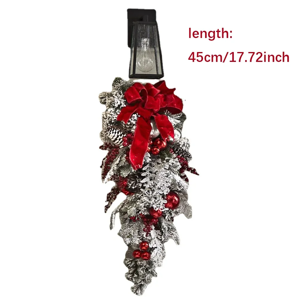 Christmas Flocking Garland Door Hanging Christmas Decorations Christmas Garland Rattan Pendant Decoration Home Holiday Layout - Image 7