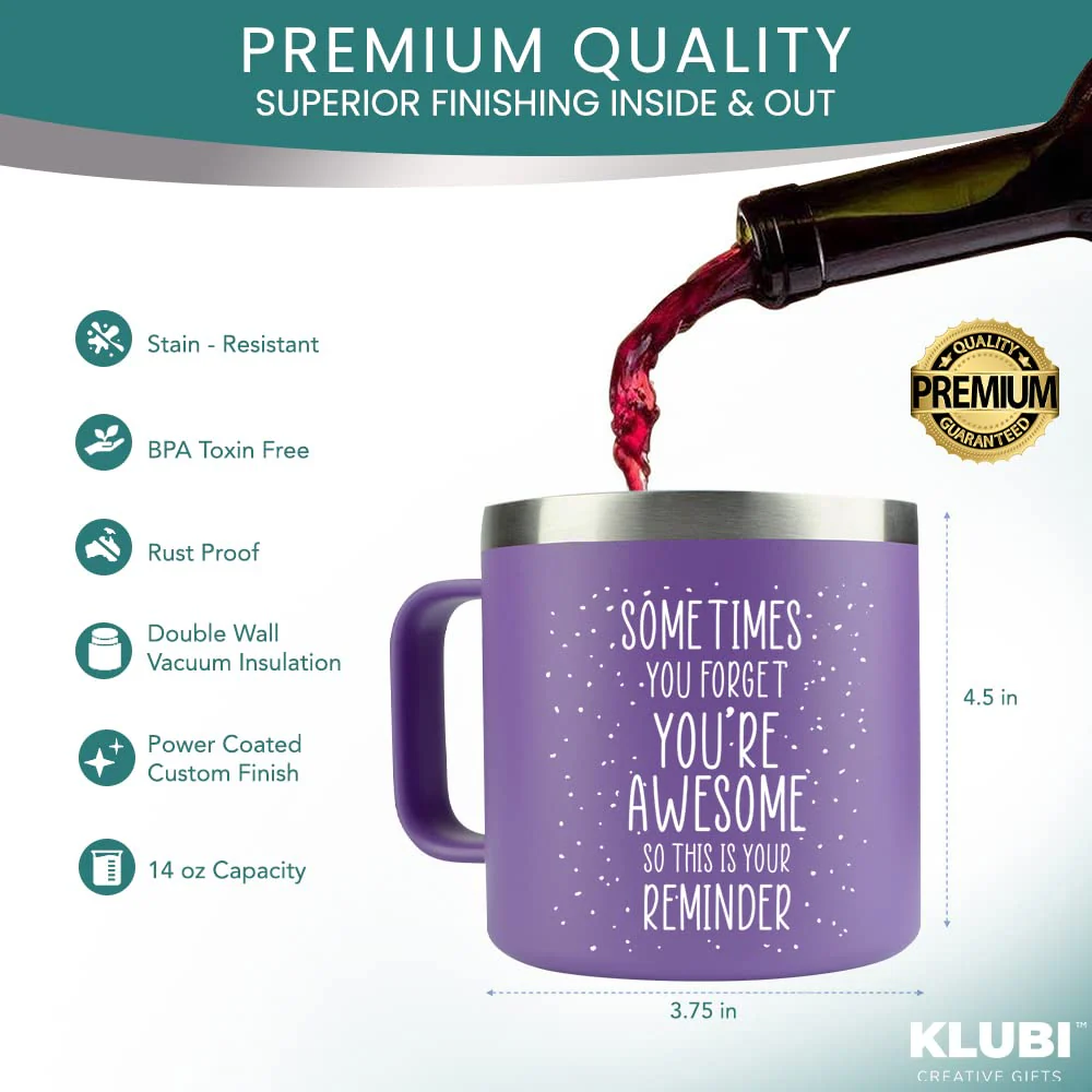 Christmas Gifts for Women – Premium Coffee Purple Mug/Tumbler 14oz Sometimes You Forget You’re Awesome Thank You, Teacher, Mom, Best Friend, Her, College, Birthday, Boss Lady, Inspirational, Coworker - Image 3