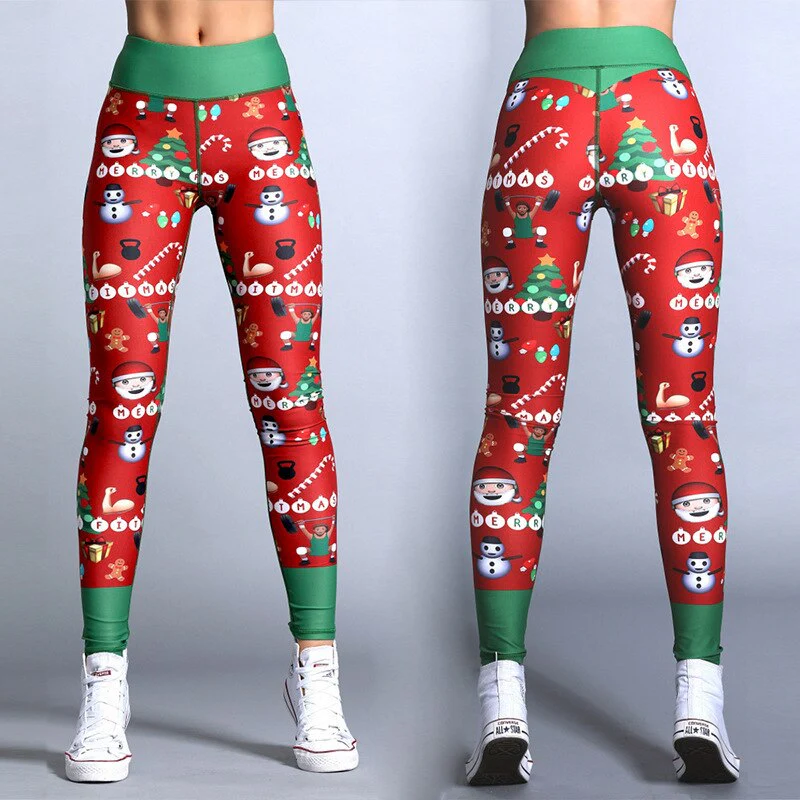 Christmas Leggings Women Sexy High Waist Skinny Leggins Fitness Legging Ladies Printed Workout Leggings Stretch Trousers Pants - Image 5