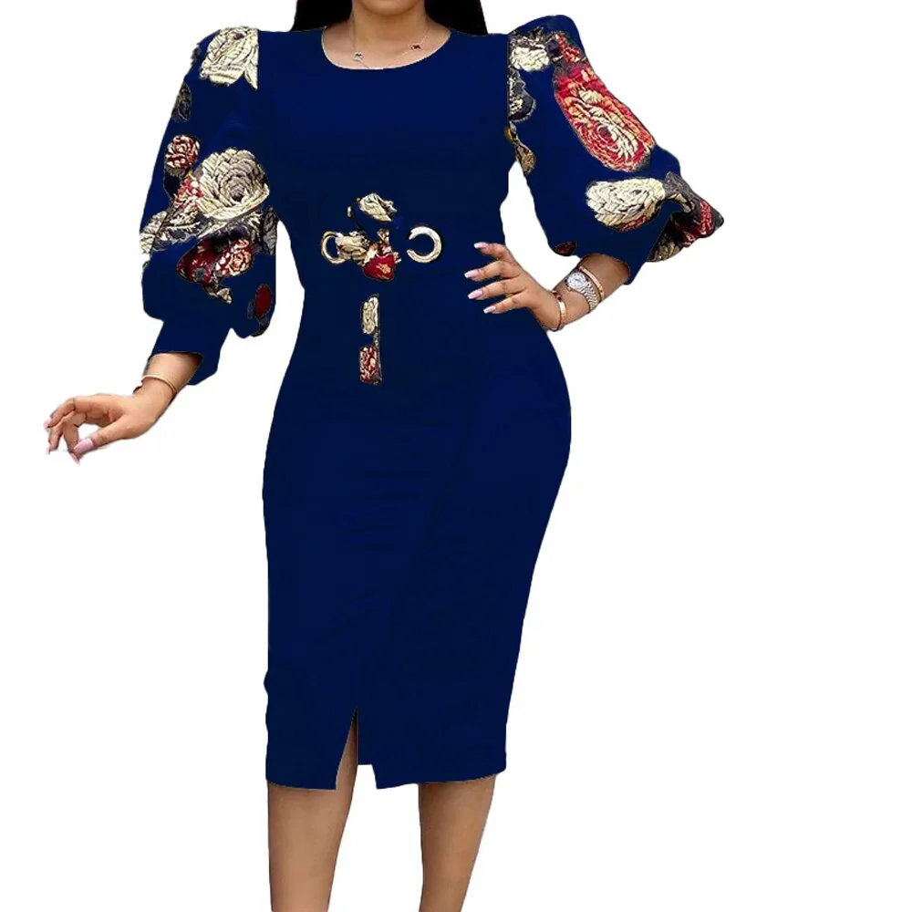 Church Dresses for Women Plus Size Elegant Fashion Embroidery Floral Sleeves African Women Ladies Formal Straight Church Dress - Image 13