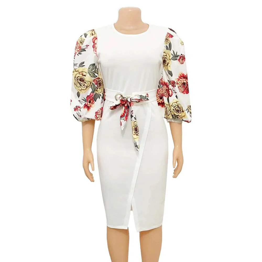 Church Dresses for Women Plus Size Elegant Fashion Embroidery Floral Sleeves African Women Ladies Formal Straight Church Dress - Image 5