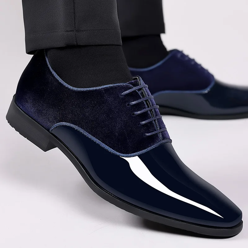 Classic Men's Leather Shoes Patent Leather Dress Shoes Lace Up Office Work Shoes Pointed Toe Wedding Oxfords Plus Size Shoe New - Image 17