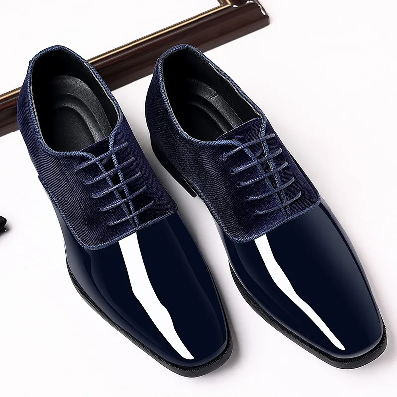 Classic Men's Leather Shoes Patent Leather Dress Shoes Lace Up Office Work Shoes Pointed Toe Wedding Oxfords Plus Size Shoe New - Image 7