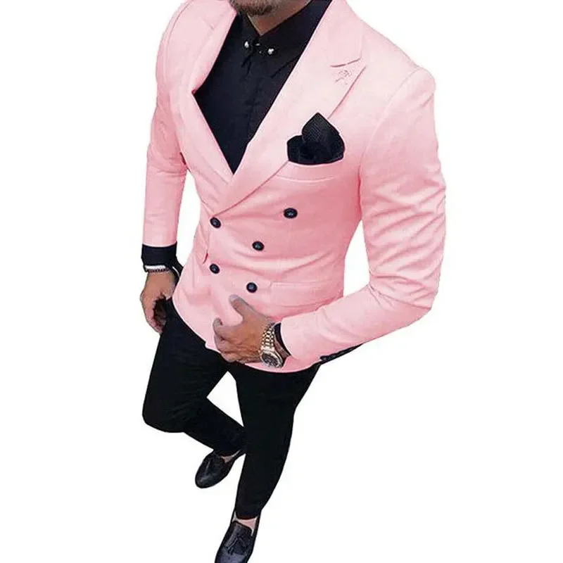 Classic New Fashion Men Suit Two Pieces Double Breasted Notch Lapel Blazer Jacket & Trousers Wedding Party (Jacket+Pants) - Image 6